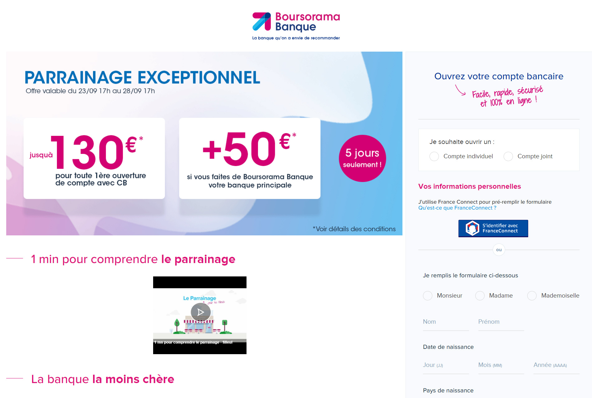 Offre de rentrée, jusqu’à 185€ de primes de parrainage Boursorama